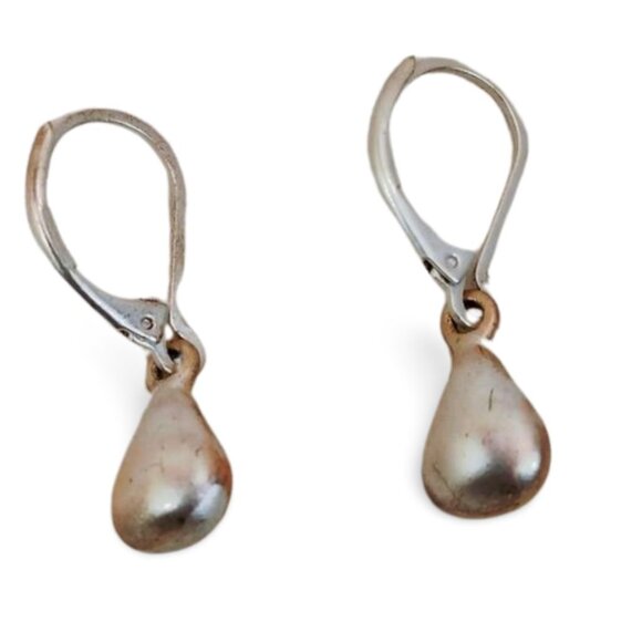 Demure Karma Bella Drop Silver Tone Teardrop Pear Charm 1" Dangle Earrings JW152 - Picture 4 of 5